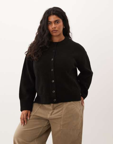 ASOS DESIGN Curve - Cárdigan negro de corte cuadrado con abertura lateral - view 1