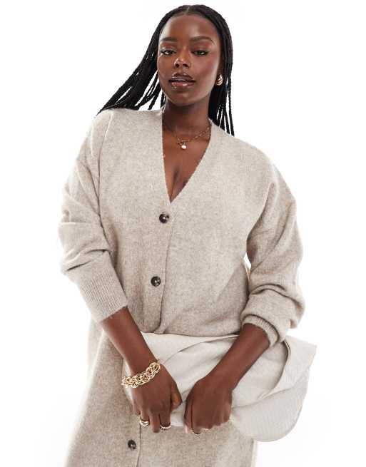 ASOS DESIGN Curve Cardigan taglio lungo color pietra ASOS
