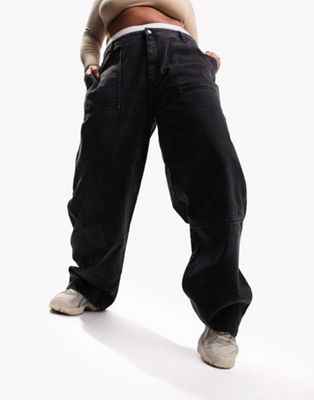 Asos Curve Asos Design Curve Cargo Jeans In Washed Black