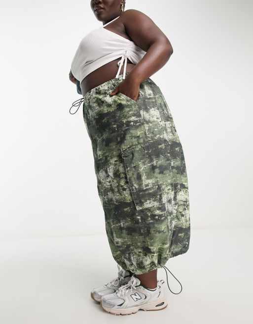 Plus size 2025 camo midi skirt