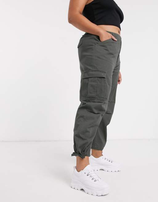 ASOS DESIGN Curve oversized cargo pants with multi pocket in khaki