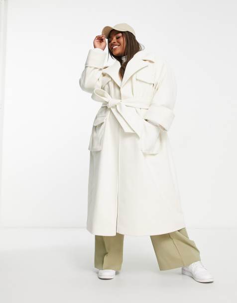 NA-KD oversized dropped shoulder trench coat in khaki