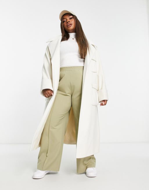 ASOS DESIGN Curve cargo pocket coat in ecru