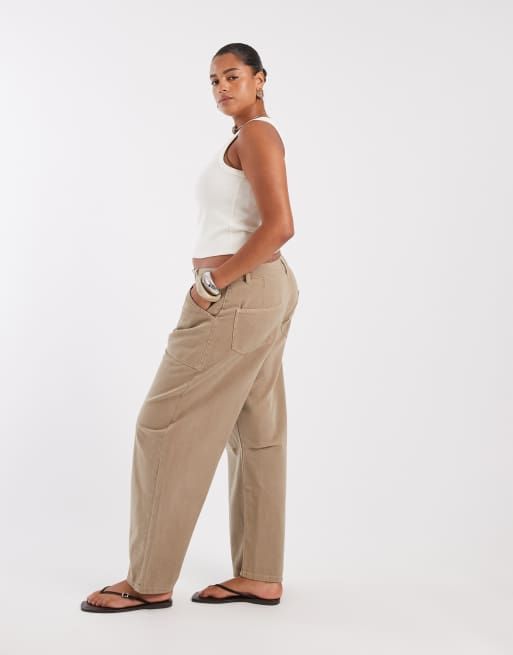 ASOS DESIGN Curve cargo trouser with knee seams in mocha, 2 of 5