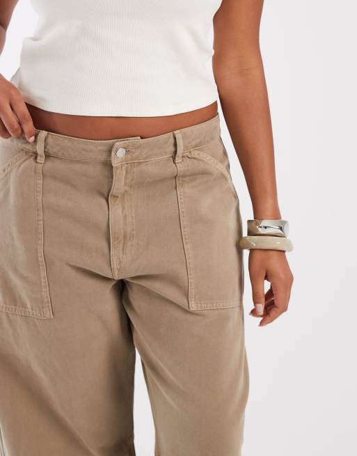 ASOS DESIGN Curve cargo trouser with knee seams in mocha, 4 of 5