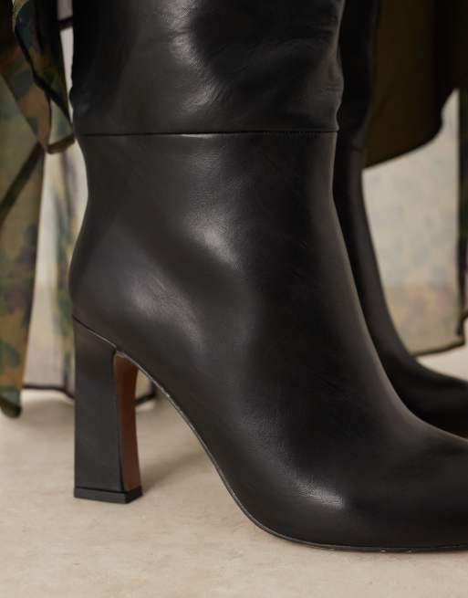 ASOS DESIGN Curve - Carly - Stivali al ginocchio neri con tacco largo, 3 di 4