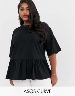 ASOS DESIGN Curve casual smock top-Black