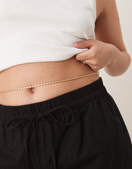 ASOS DESIGN Curve - Catenina da pancia color oro