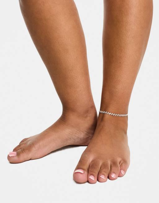ASOS DESIGN Curve - Cavigliera argentata con cristalli in zirconia cubica, 3 di 4