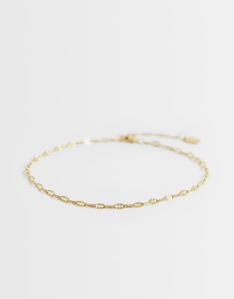 ASOS DESIGN Curve - Cavigliera dorata in acciaio inossidabile resistente all'acqua con catenina paperclip - view 1