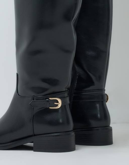 ASOS DESIGN Curve Cecile flade ridestøvler til knæet i sort, 3 af 4