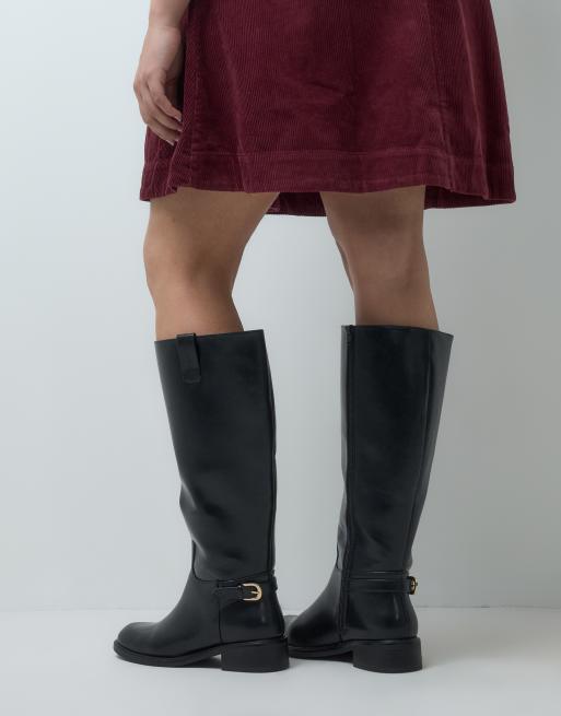ASOS DESIGN Curve Cecile flade ridestøvler til knæet i sort, 4 af 4