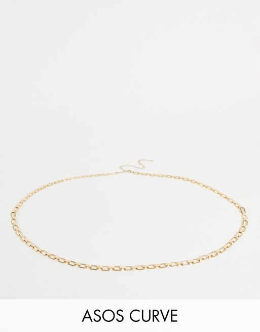 ASOS DESIGN Curve - Ceinture chaîne pour taille et hanches avec maillons carrés - Doré 
