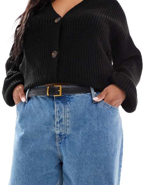 ASOS DESIGN Curve - Ceinture taille et hanches avec boucle carrée - Noir - view 1