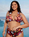 [ASOS Curve] ASOS DESIGN Curve Celeste ring detail bikini top in holiday print-Multi 18 Multi