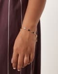 [ASOS Curve] ASOS DESIGN Curve chain bracelet with black enamel heart details in gold tone No Size GOLD