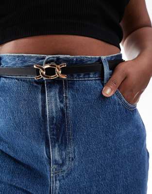 ASOS Curve ASOS DESIGN CURVE chain link waist and hip jeans belt in black