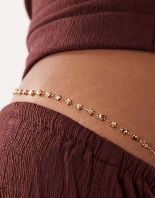 ASOS DESIGN Curve - Chaîne de ventre à perles étoiles - Doré, 2 de 3