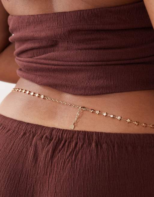 ASOS DESIGN Curve - Chaîne de ventre à perles étoiles - Doré, 3 de 3