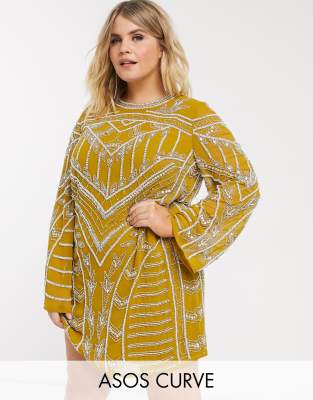 asos curve yellow dress