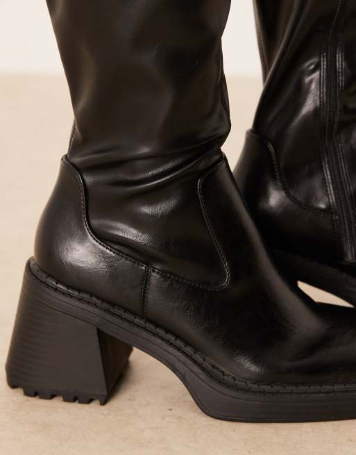 ASOS DESIGN Curve – Charly – Kniehohe Stiefel in Schwarz mit Absatz, 3 von 4