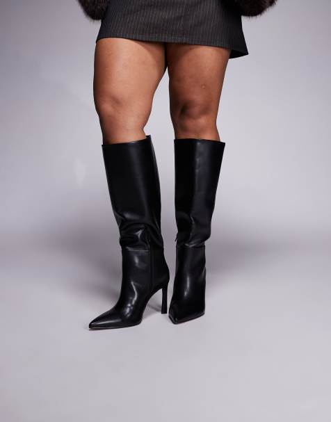 ASOS DESIGN Curve – Charmed – Czarne kozaki do kolan na obcasie - view 1