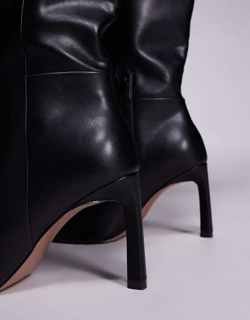 ASOS DESIGN Curve Charmed heeled knee boots in black