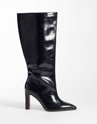 Asos Design Curve Charming Heeled Knee Boots In Multi