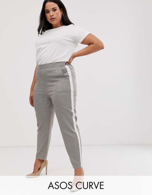 ASOS DESIGN Curve check side stripe tapered pants | ASOS