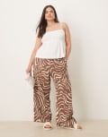 [ASOS DESIGN] ASOS DESIGN Curve cheesecloth pull on pants with raw edge detail in zebra print-Multi XL Zebra Print