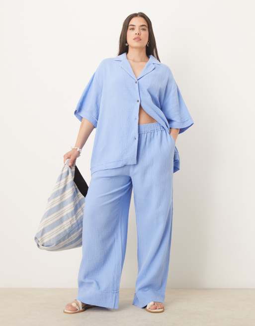 ASOS DESIGN Curve cheesecloth shirt in blue (part of a set), 2 of 4