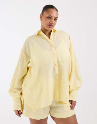 ASOS DESIGN Curve - Chemise à carreaux vichy - Jaune 3XL