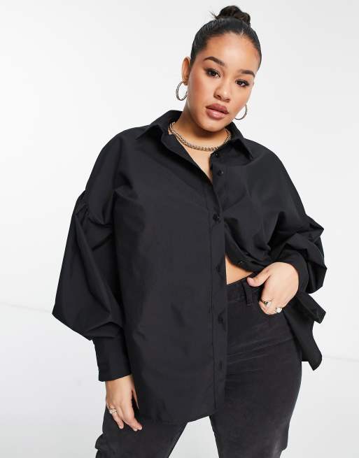 ASOS DESIGN Curve - Chemise à manches volumineuses - Noir