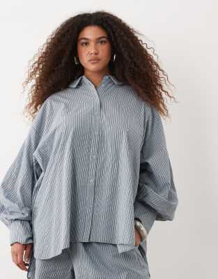 ASOS DESIGN Curve - Chemise à rayures - Bleu L