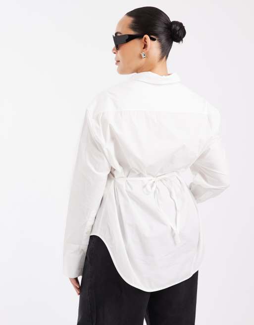 ASOS DESIGN Curve chemise cintrée à la taille blanche, 3 de 4
