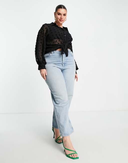 ASOS DESIGN Curve - Chemise oversize plumetis - Noir, 3 de 4