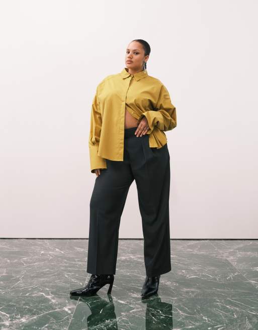 ASOS DESIGN Curve - Chemises à épaulettes et ourlet plongeant - Moutarde, 2 de 4