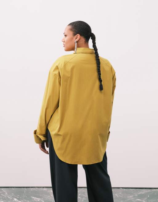 ASOS DESIGN Curve - Chemises à épaulettes et ourlet plongeant - Moutarde, 3 de 4