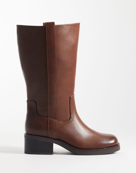 ASOS DESIGN Curve Cherry pull on trucker boot in chocolate - view 1