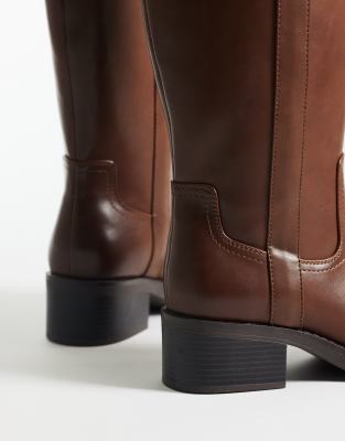 Asos Design Curve Cherry Pull On Trucker Boot In Brown