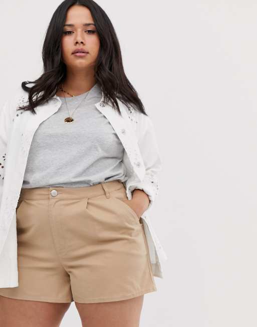 ASOS DESIGN Curve chino short in stone, 3 of 4