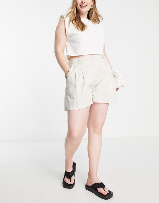 ASOS DESIGN Curve chino short in stone , 4 of 4