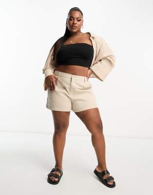 ASOS DESIGN Curve chino short in stone-Neutral