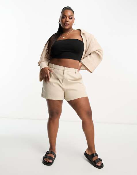 ASOS DESIGN Curve chino short in stone