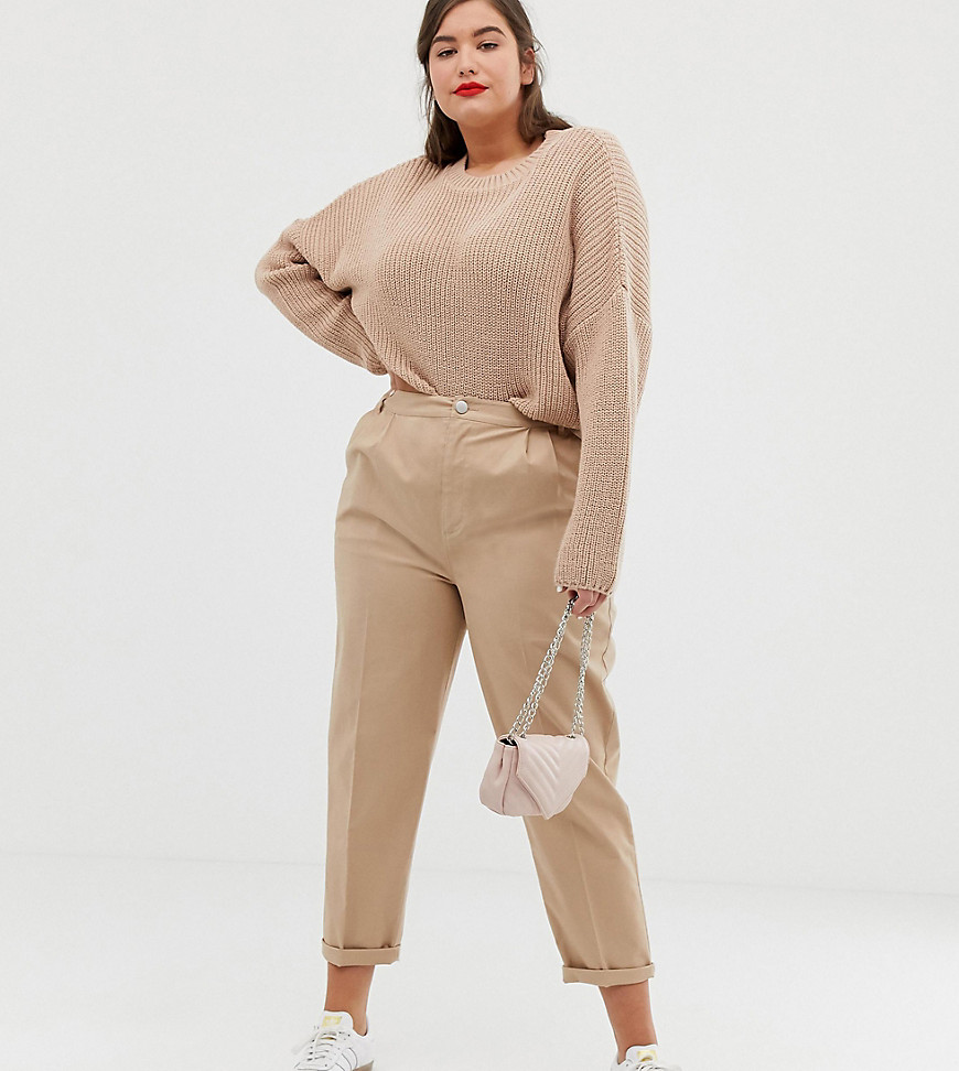 ASOS DESIGN Curve chino trousers-Beige