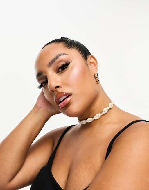 ASOS DESIGN Curve - Choker-ketting met imitatieschelpjes in neutraal, 4 van 4