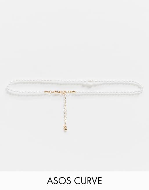 ASOS DESIGN choker necklace in graduating faux pearls