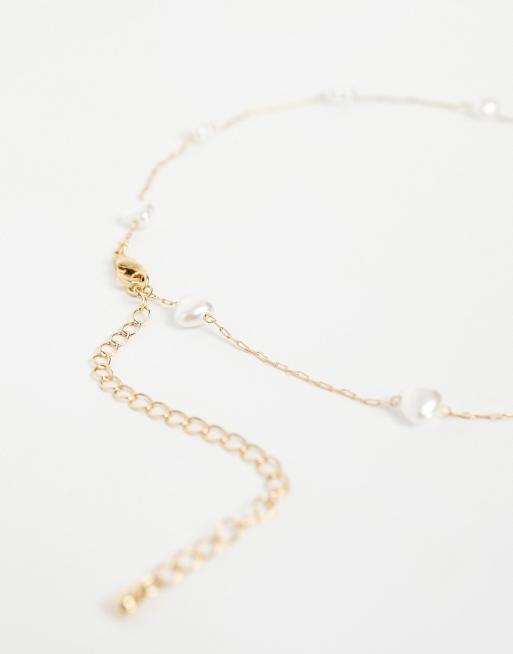 ASOS DESIGN choker necklace in graduating faux pearls