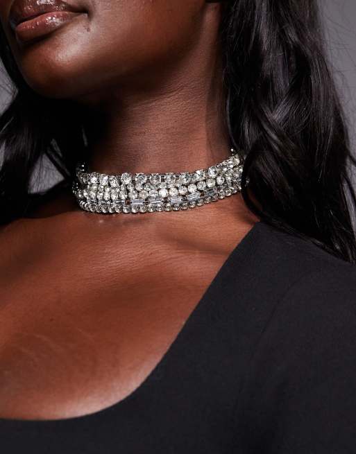 Silver Diamante Choker Australia Single Strand Rhinestone GENDER