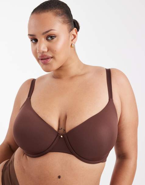 ASOS DESIGN Curve - Chokoladebrun formstøbt T-shirt-BH - view 1